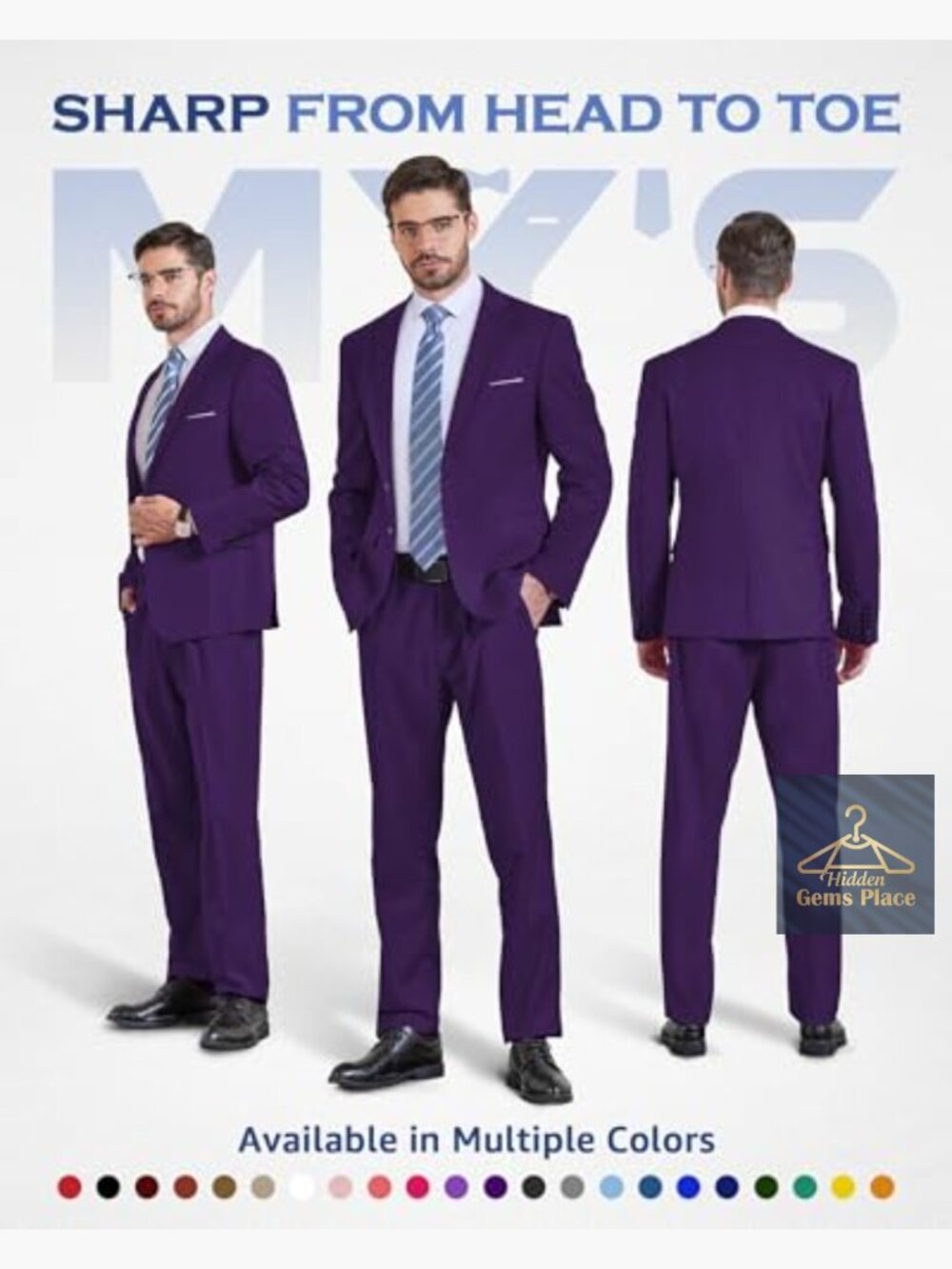 Men's Slim Fit Blazer, Two Button Casual Lightweight Jacket - Picture 2 of 7